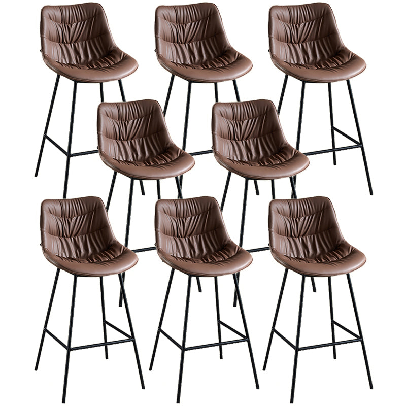Modern Faux Leather Counter Stool Low Back Bar Stool with Footrest