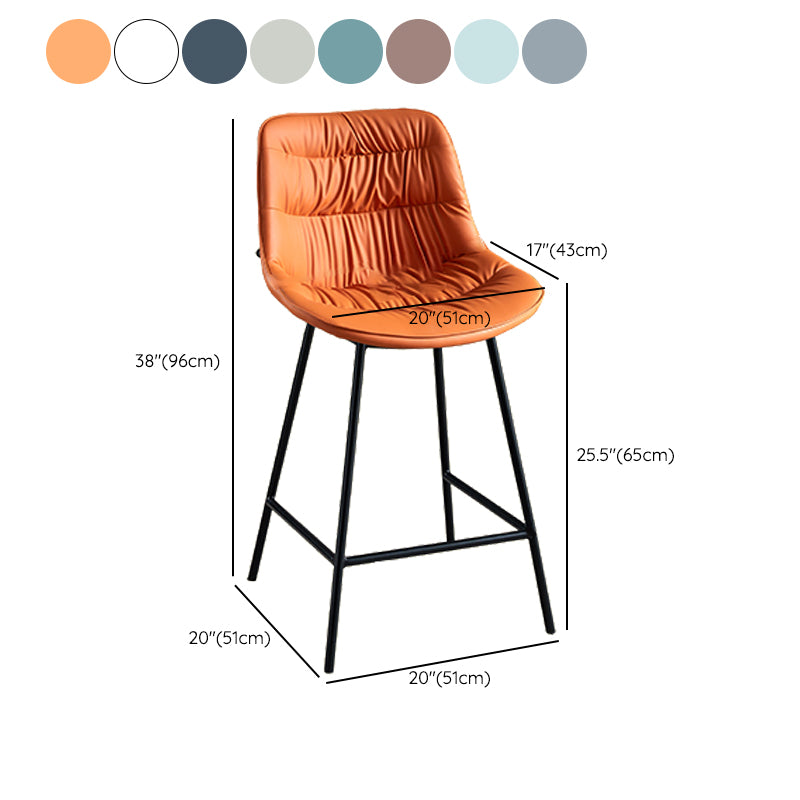 Modern Faux Leather Counter Stool Low Back Bar Stool with Footrest