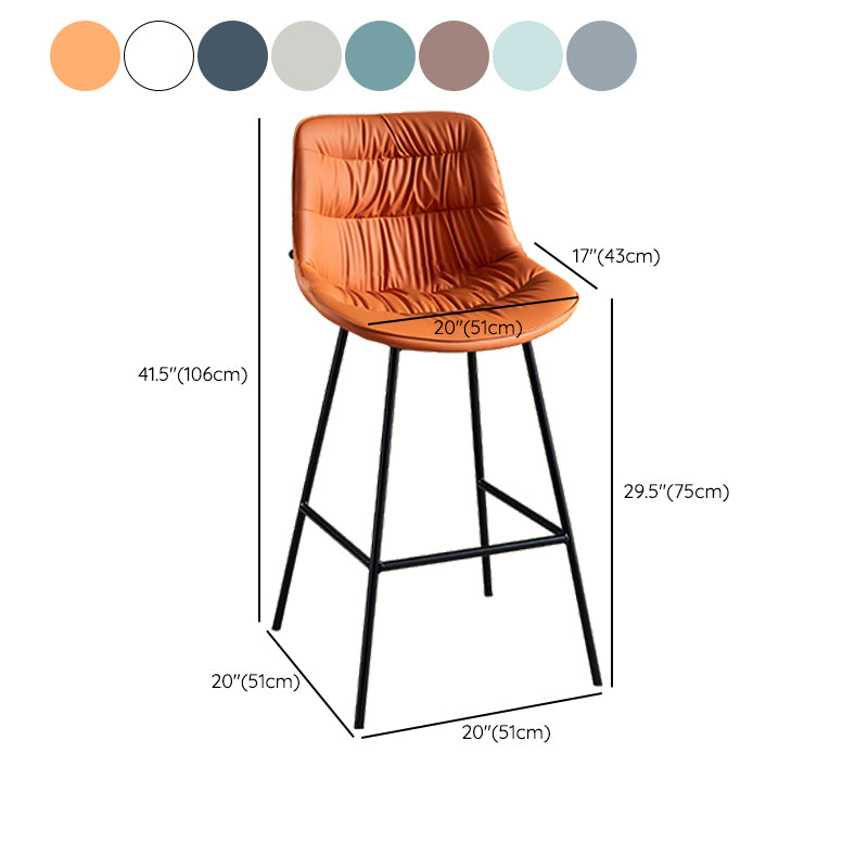 Modern Faux Leather Counter Stool Low Back Bar Stool with Footrest