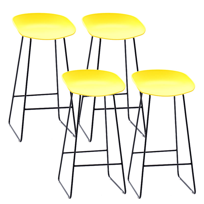 Contemporary Plastic Armless Bar Stool Low Back Bar Height Stool with Metal Frame