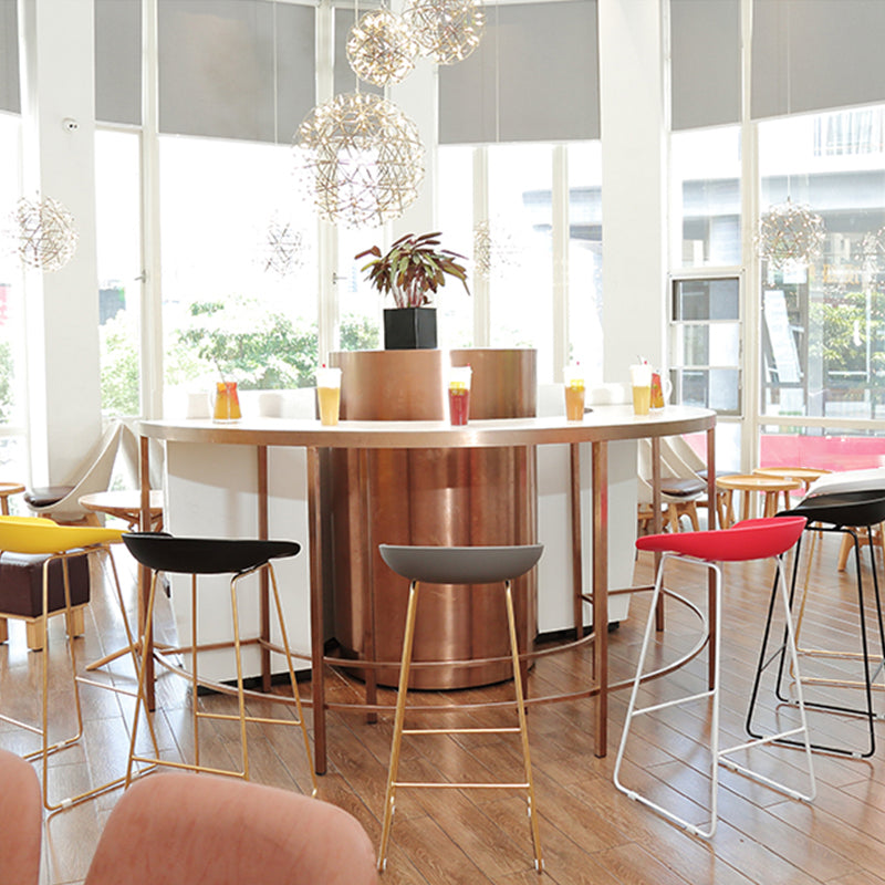 Contemporary Plastic Armless Bar Stool Low Back Bar Height Stool with Metal Frame