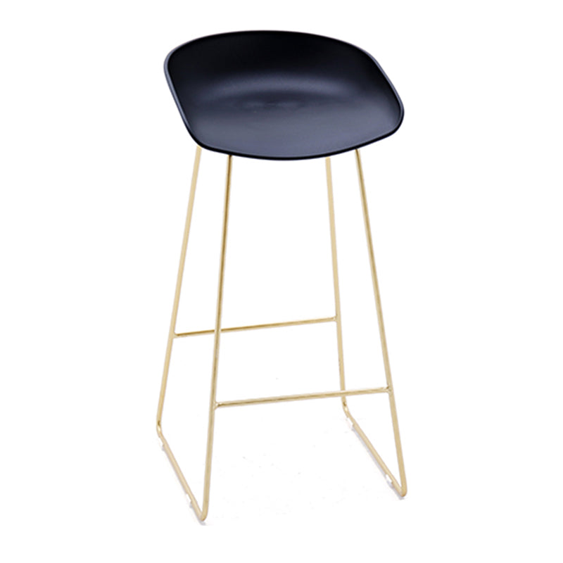 Contemporary Plastic Armless Bar Stool Low Back Bar Height Stool with Metal Frame