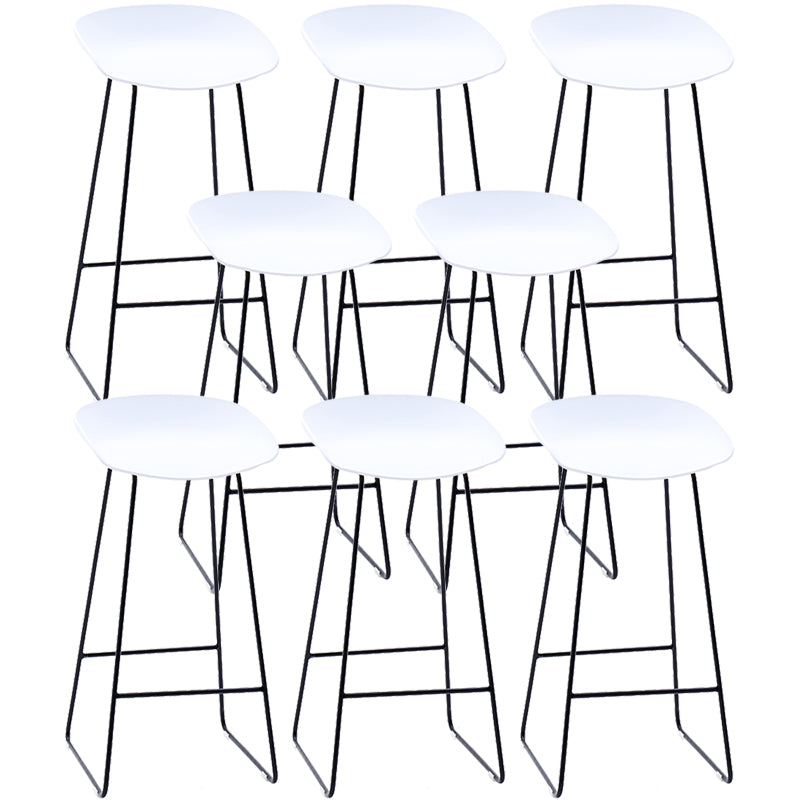 Contemporary Plastic Armless Bar Stool Low Back Bar Height Stool with Metal Frame