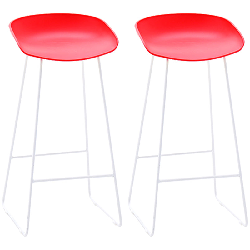 Contemporary Plastic Armless Bar Stool Low Back Bar Height Stool with Metal Frame