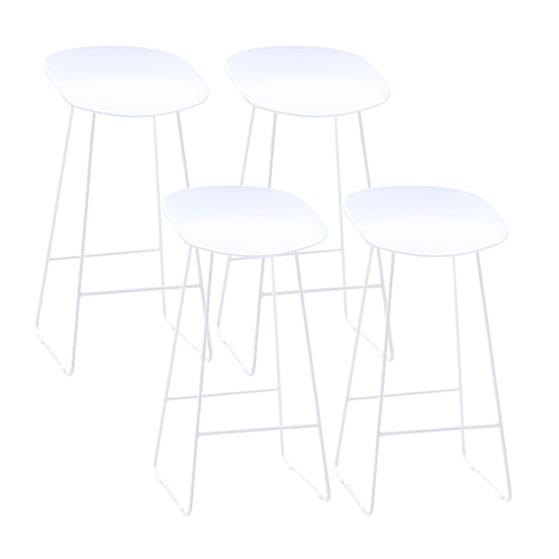 Contemporary Plastic Armless Bar Stool Low Back Bar Height Stool with Metal Frame