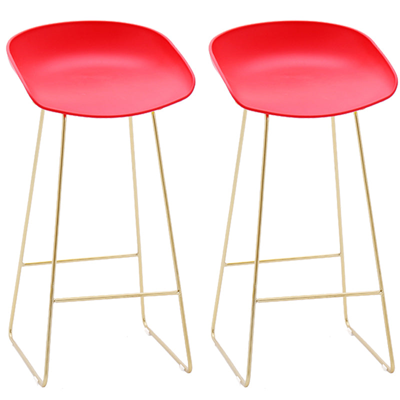 Contemporary Plastic Armless Bar Stool Low Back Bar Height Stool with Metal Frame
