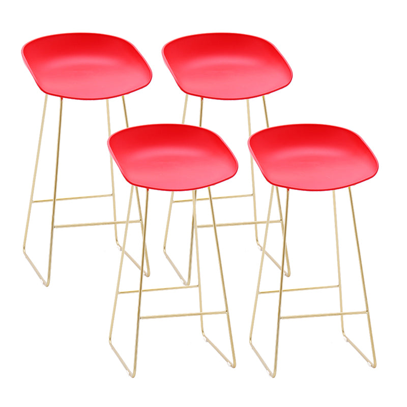 Contemporary Plastic Armless Bar Stool Low Back Bar Height Stool with Metal Frame