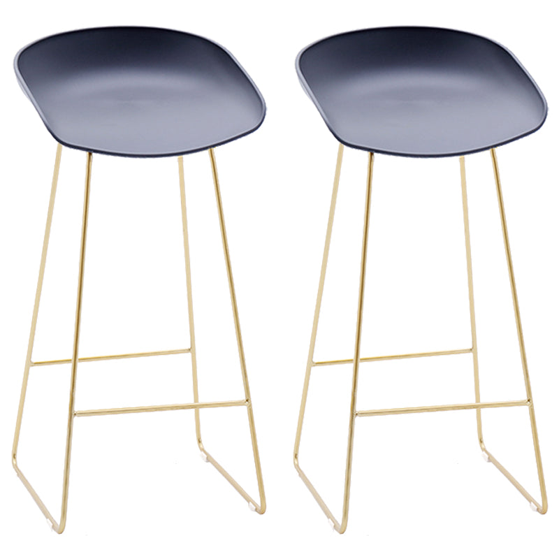Contemporary Plastic Armless Bar Stool Low Back Bar Height Stool with Metal Frame