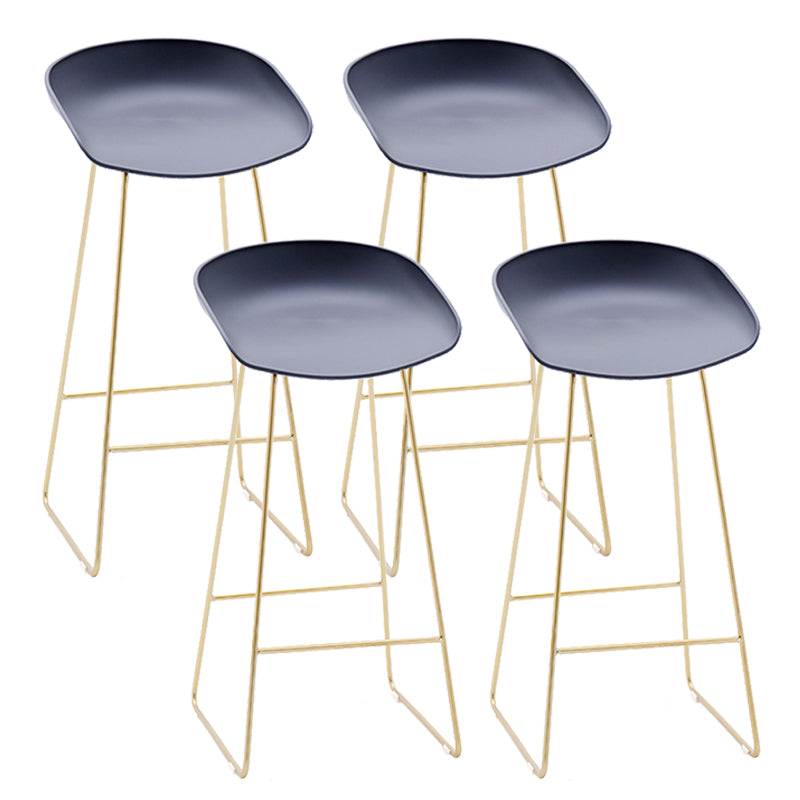 Contemporary Plastic Armless Bar Stool Low Back Bar Height Stool with Metal Frame