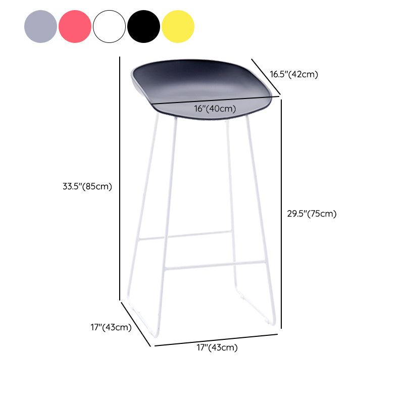 Contemporary Plastic Armless Bar Stool Low Back Bar Height Stool with Metal Frame