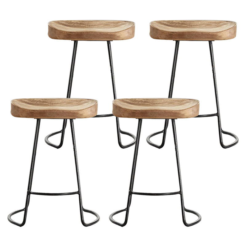 Contemporary Solid Wood Counter Stool Saddle Seat Bar Stool with Footrest