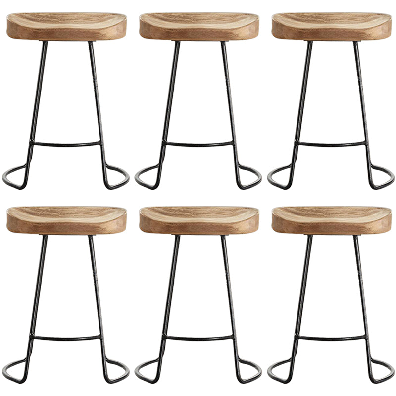 Contemporary Solid Wood Counter Stool Saddle Seat Bar Stool with Footrest