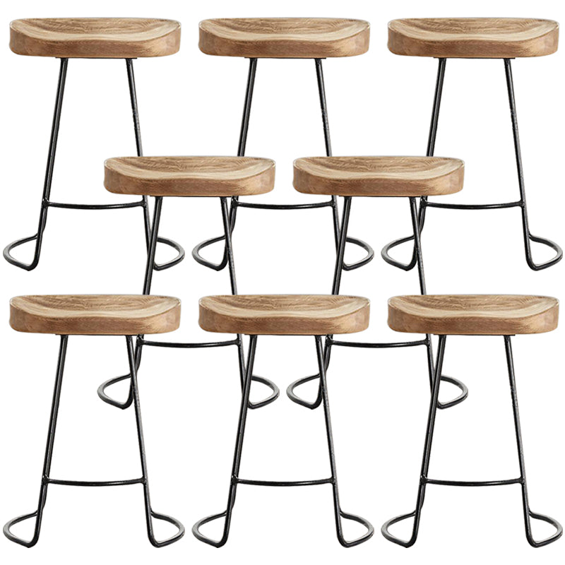 Contemporary Solid Wood Counter Stool Saddle Seat Bar Stool with Footrest