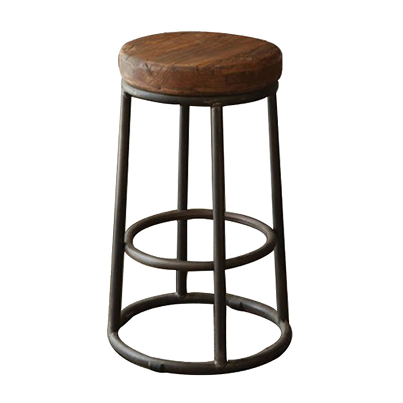 Contemporary Solid Wood Counter Stool Backless Bar Stool with Footrest