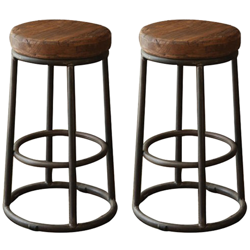 Contemporary Solid Wood Counter Stool Backless Bar Stool with Footrest
