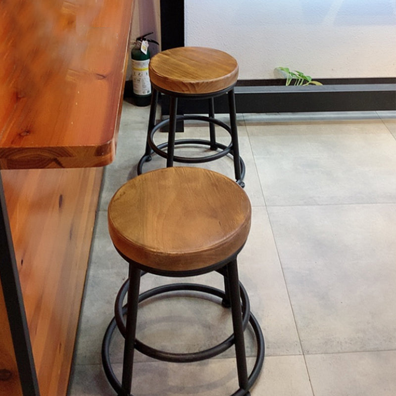 Contemporary Solid Wood Counter Stool Backless Bar Stool with Footrest