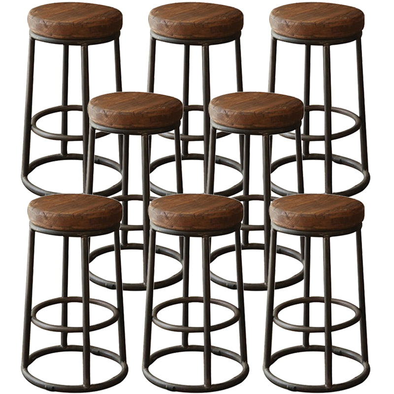 Contemporary Solid Wood Counter Stool Backless Bar Stool with Footrest