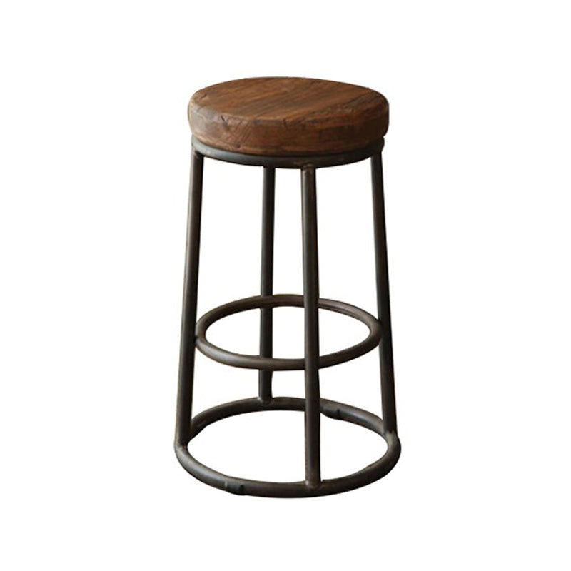 Contemporary Solid Wood Counter Stool Backless Bar Stool with Footrest