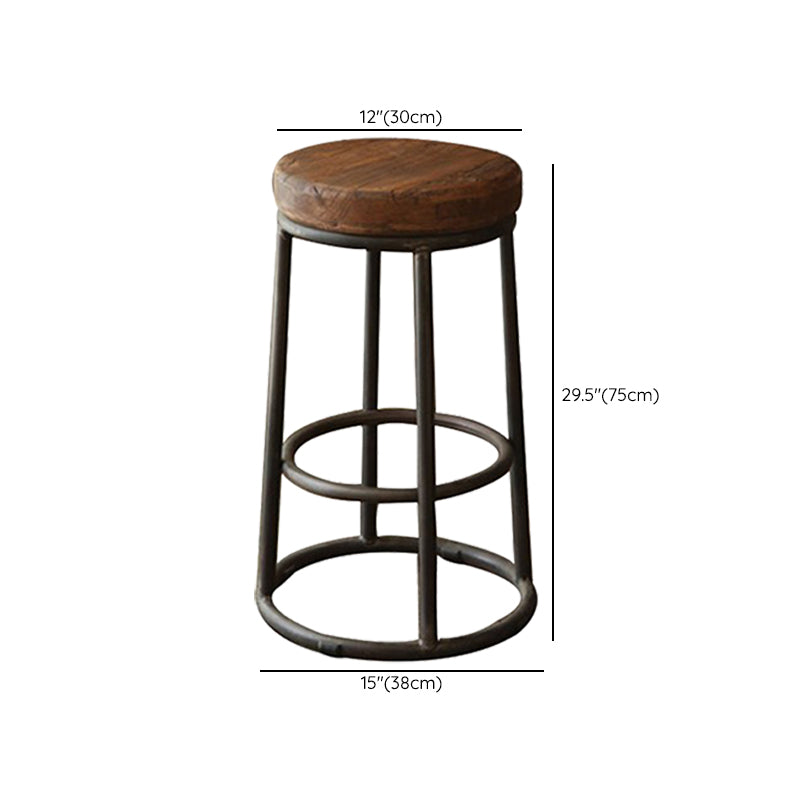 Contemporary Solid Wood Counter Stool Backless Bar Stool with Footrest