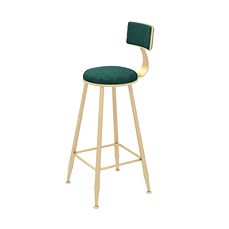 Contemporary Style Velvet Counter Stool Round Low Back Bar Stool with Metal Legs