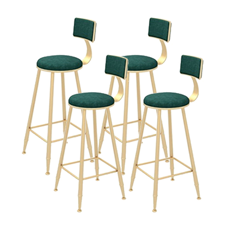 Contemporary Style Velvet Counter Stool Round Low Back Bar Stool with Metal Legs