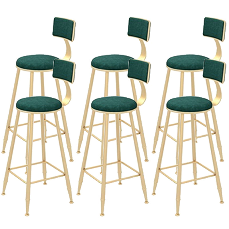 Contemporary Style Velvet Counter Stool Round Low Back Bar Stool with Metal Legs