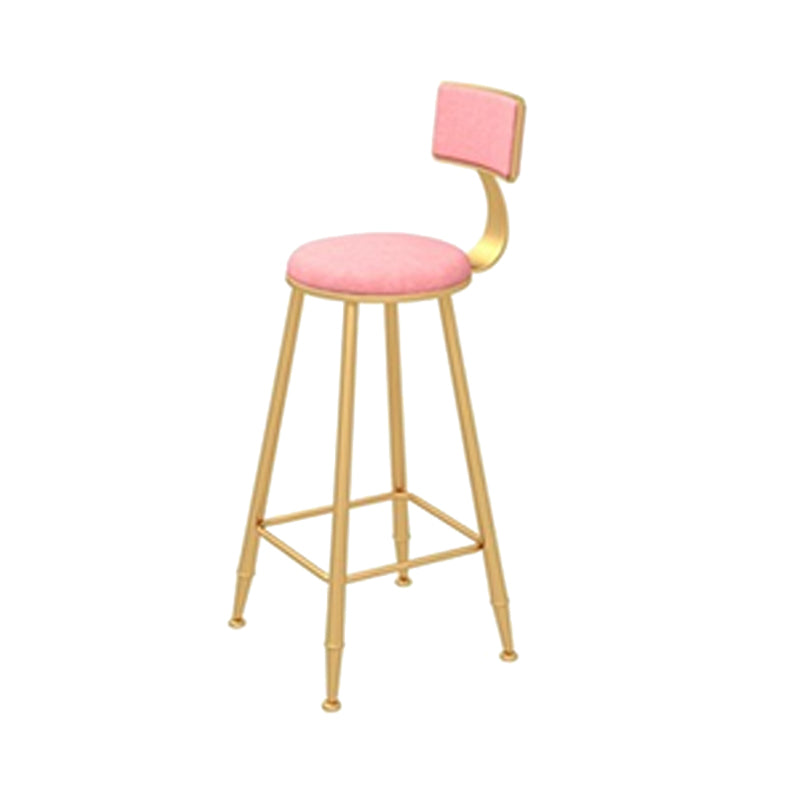 Contemporary Style Velvet Counter Stool Round Low Back Bar Stool with Metal Legs
