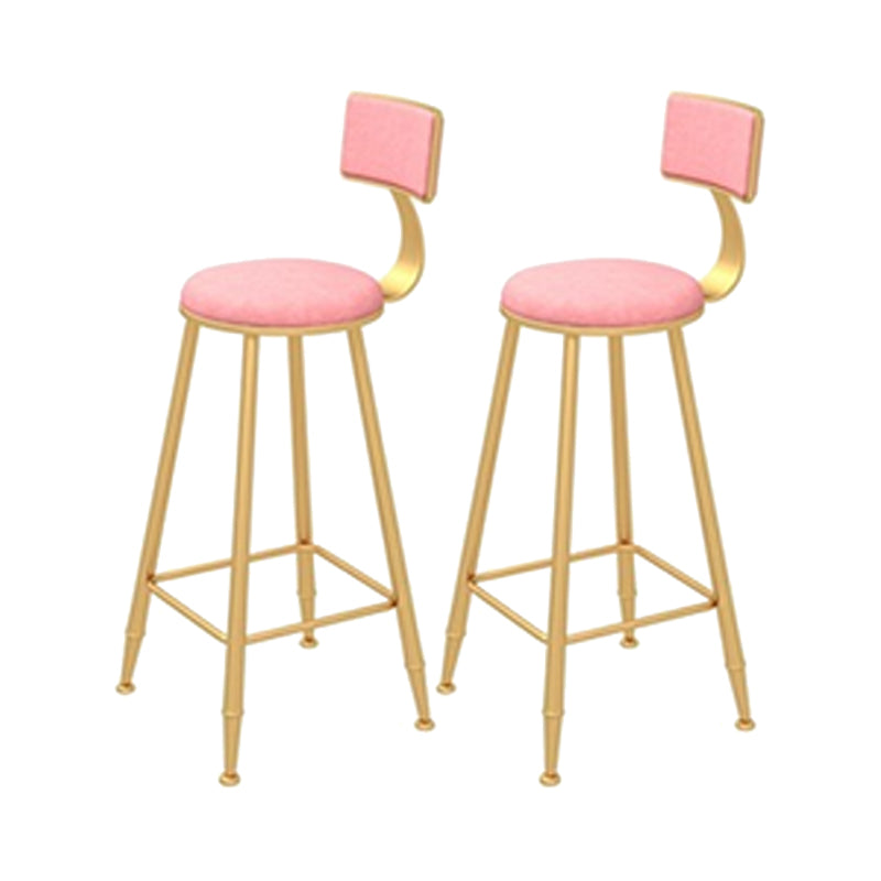 Contemporary Style Velvet Counter Stool Round Low Back Bar Stool with Metal Legs