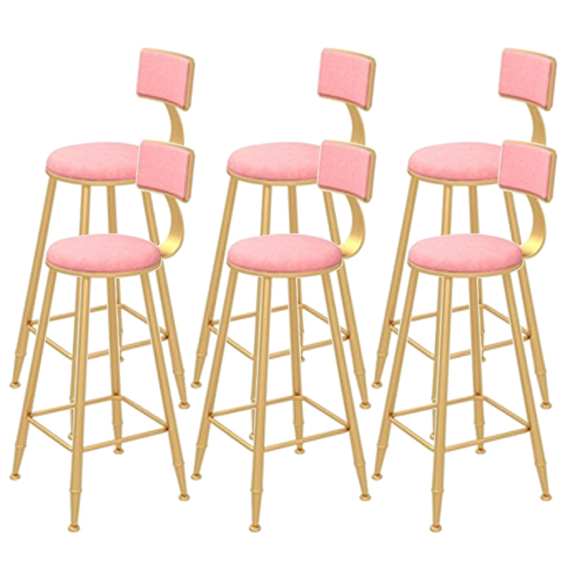 Contemporary Style Velvet Counter Stool Round Low Back Bar Stool with Metal Legs