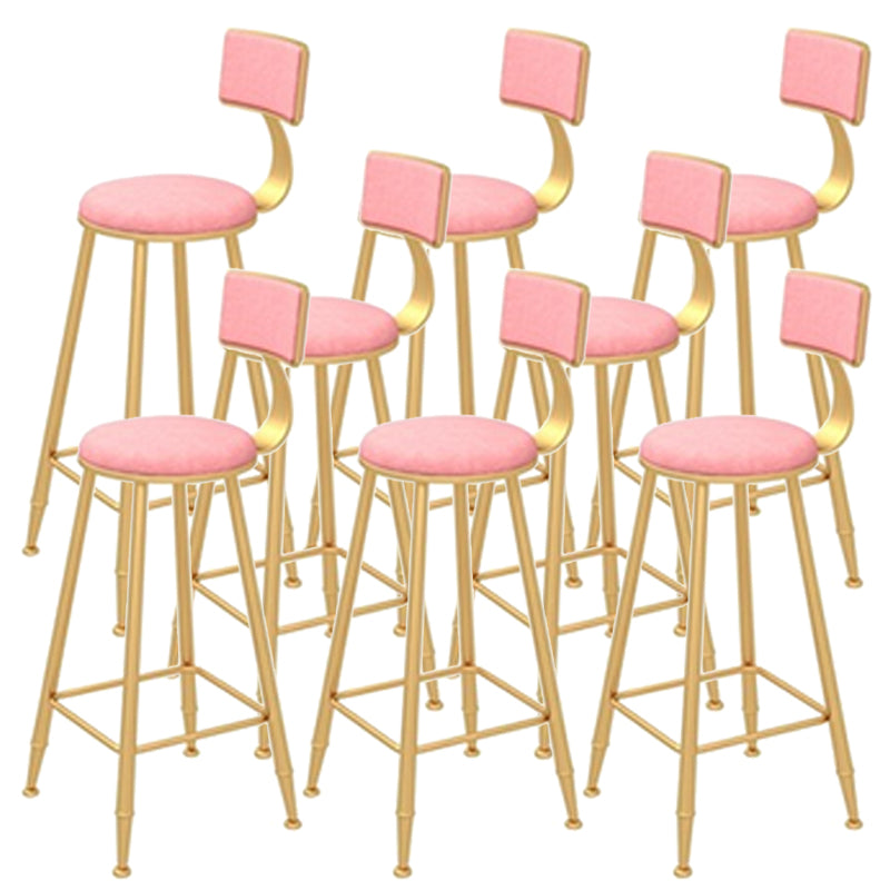 Contemporary Style Velvet Counter Stool Round Low Back Bar Stool with Metal Legs