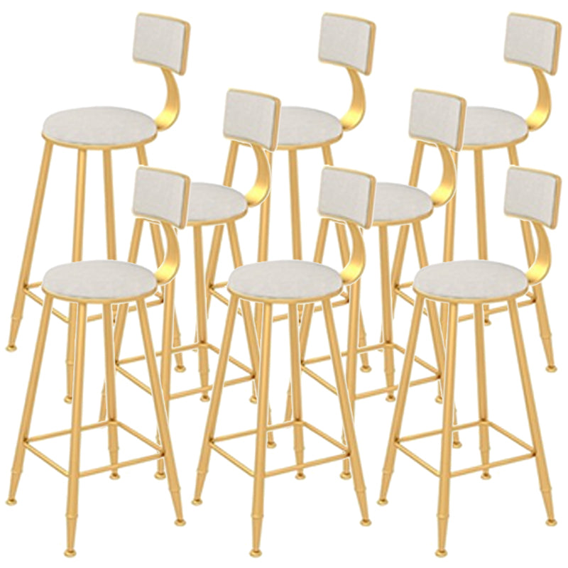 Contemporary Style Velvet Counter Stool Round Low Back Bar Stool with Metal Legs