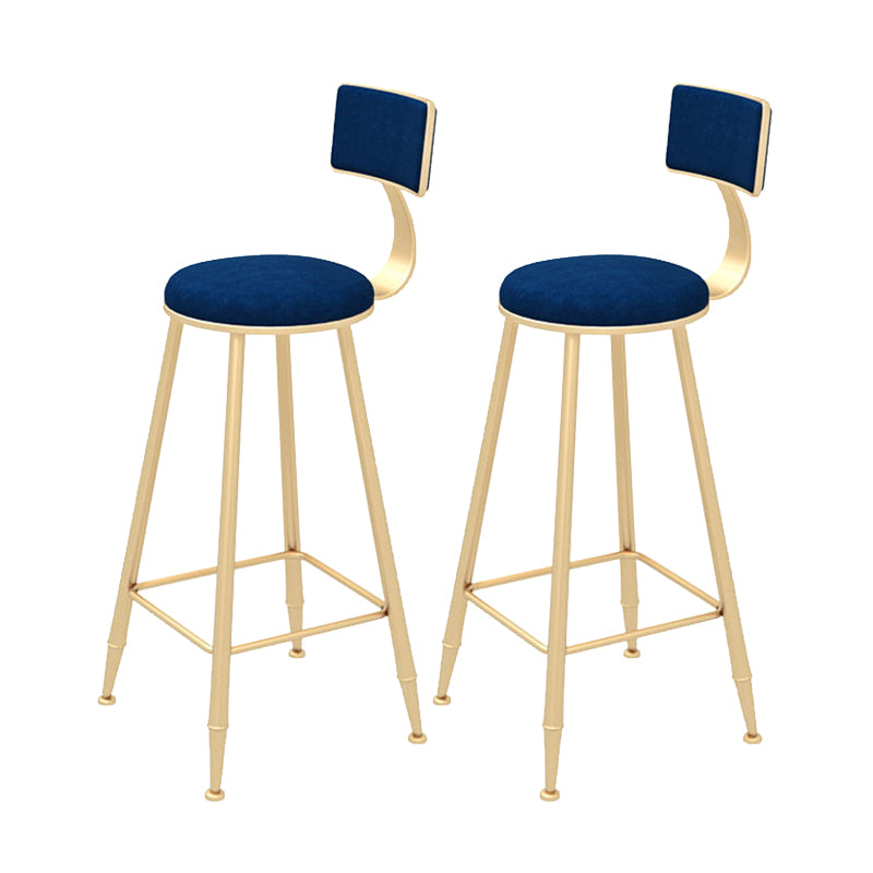 Contemporary Style Velvet Counter Stool Round Low Back Bar Stool with Metal Legs