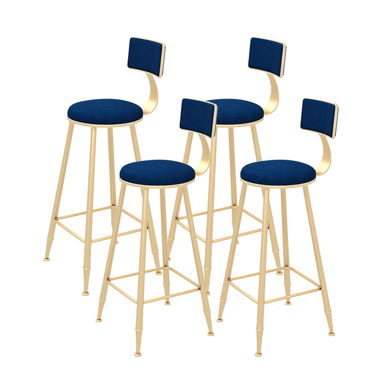 Contemporary Style Velvet Counter Stool Round Low Back Bar Stool with Metal Legs