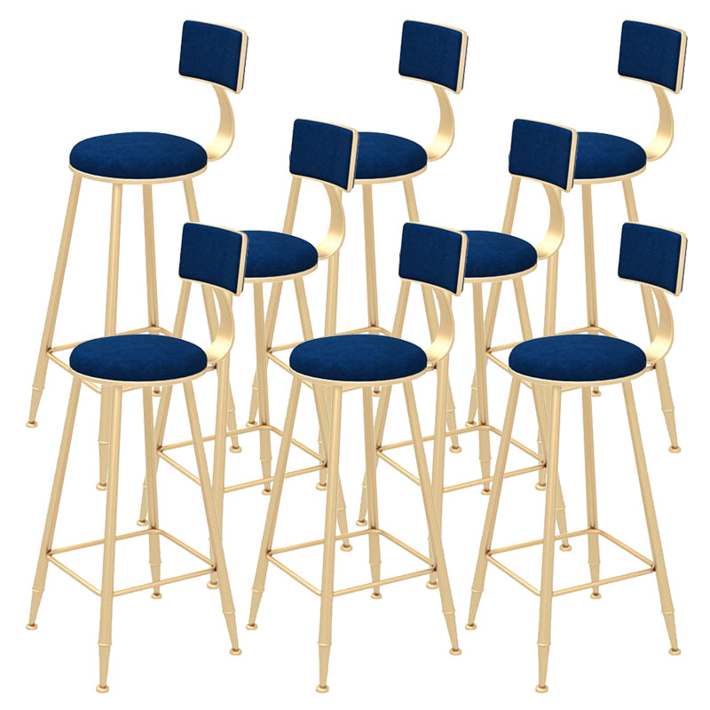 Contemporary Style Velvet Counter Stool Round Low Back Bar Stool with Metal Legs