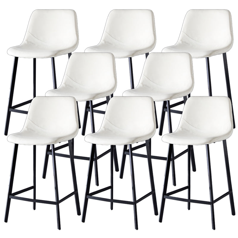 Contemporary Faux Leather Counter Stool Bucket Low Back Stool with Metal Legs