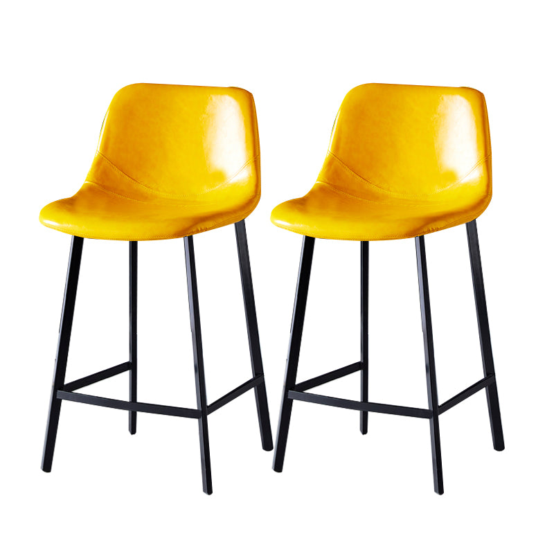 Contemporary Faux Leather Counter Stool Bucket Low Back Stool with Metal Legs