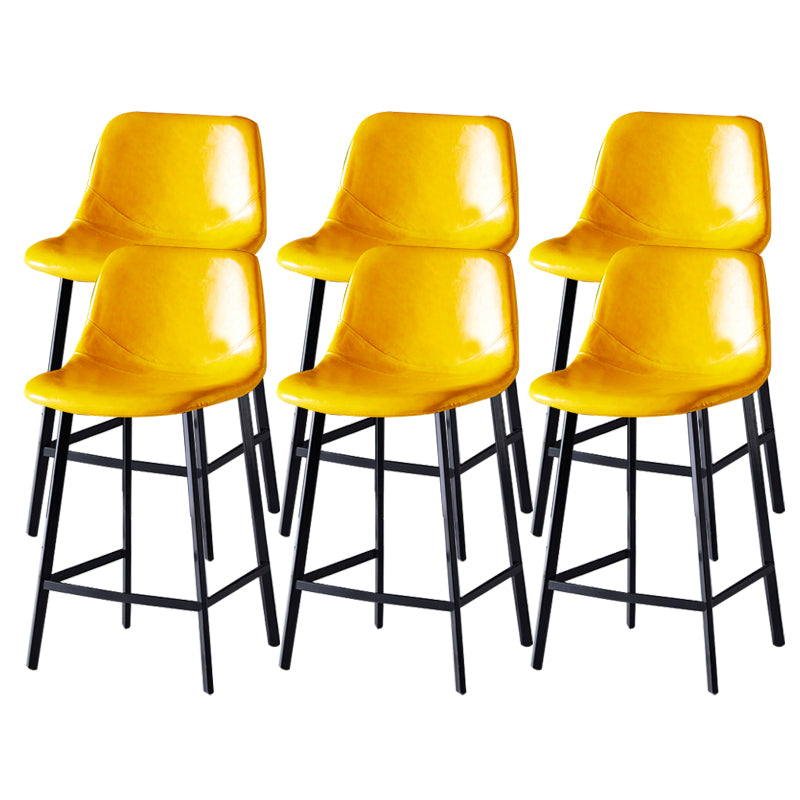 Contemporary Faux Leather Counter Stool Bucket Low Back Stool with Metal Legs