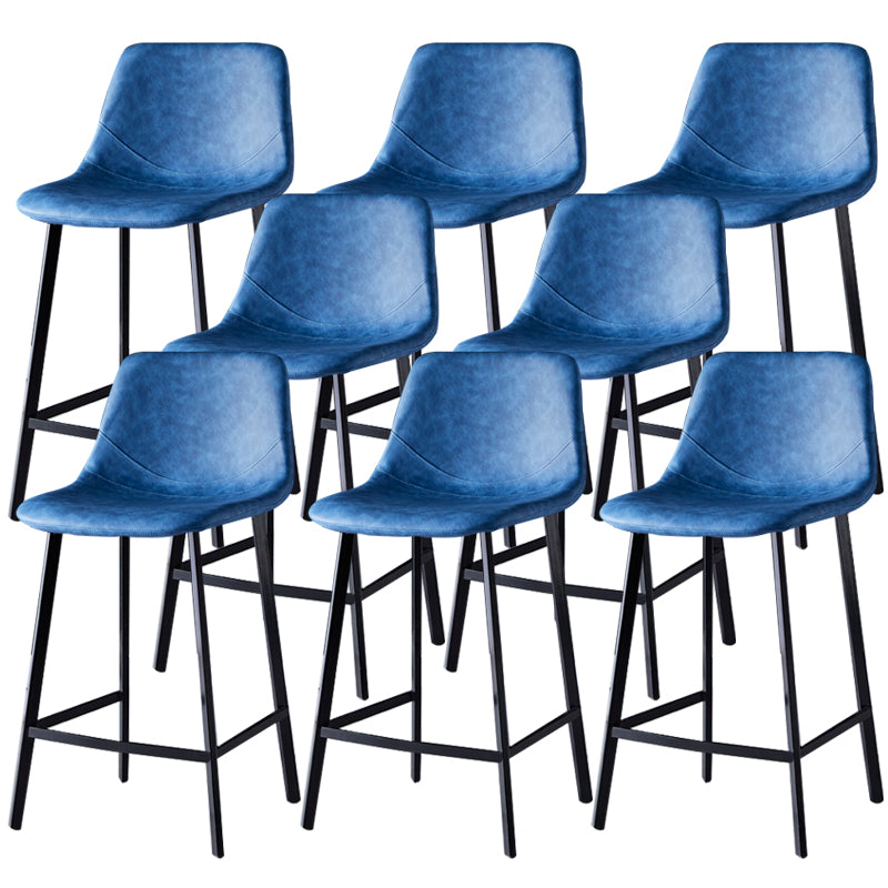 Contemporary Faux Leather Counter Stool Bucket Low Back Stool with Metal Legs