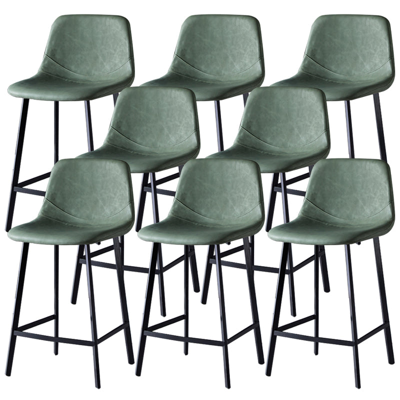 Contemporary Faux Leather Counter Stool Bucket Low Back Stool with Metal Legs