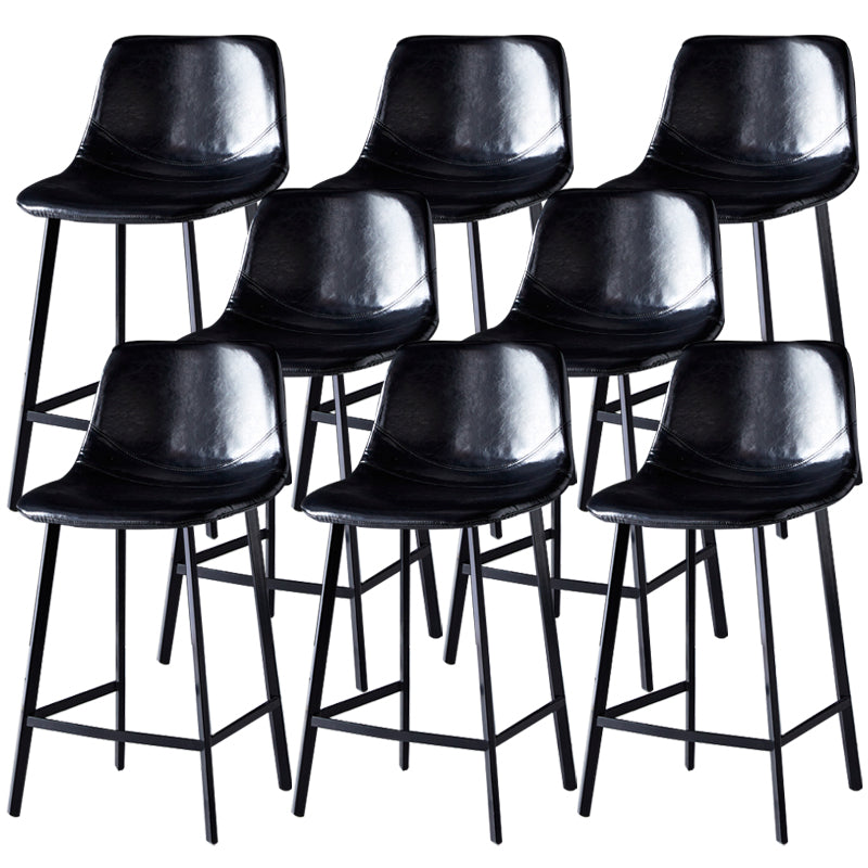 Contemporary Faux Leather Counter Stool Bucket Low Back Stool with Metal Legs