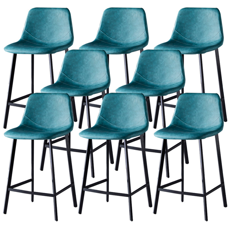 Contemporary Faux Leather Counter Stool Bucket Low Back Stool with Metal Legs