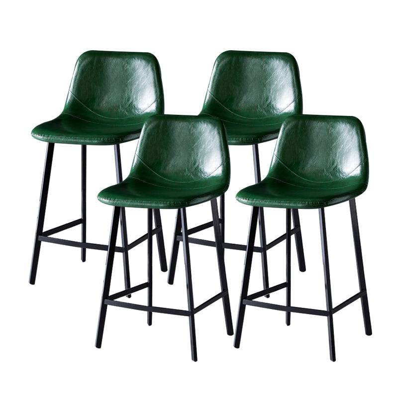 Contemporary Faux Leather Counter Stool Bucket Low Back Stool with Metal Legs
