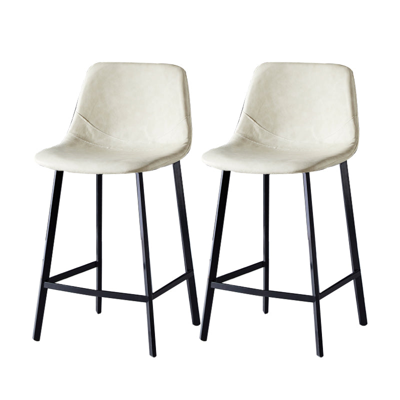 Contemporary Faux Leather Counter Stool Bucket Low Back Stool with Metal Legs