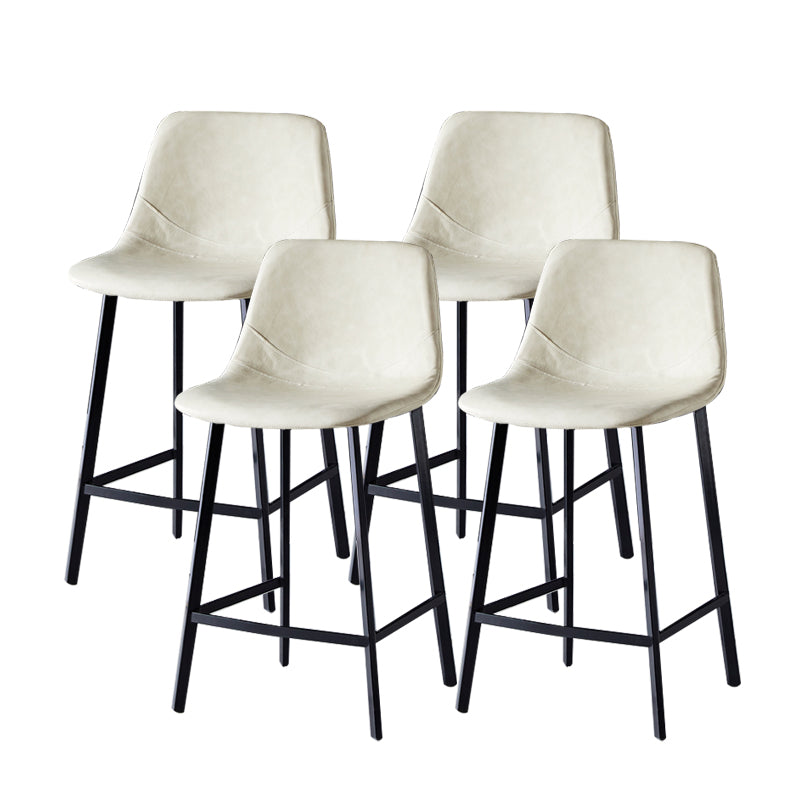 Contemporary Faux Leather Counter Stool Bucket Low Back Stool with Metal Legs