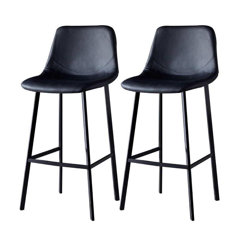 Contemporary Faux Leather Counter Stool Bucket Low Back Stool with Metal Legs