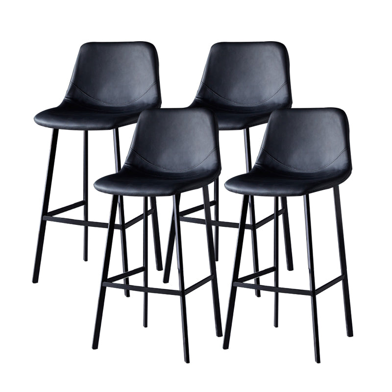 Contemporary Faux Leather Counter Stool Bucket Low Back Stool with Metal Legs