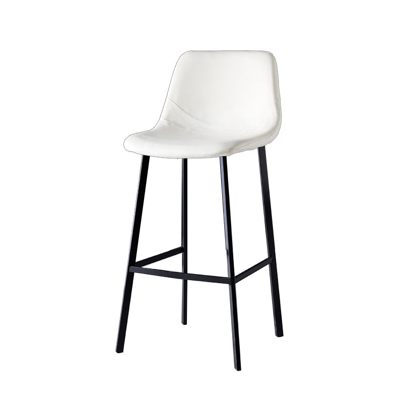 Contemporary Faux Leather Counter Stool Bucket Low Back Stool with Metal Legs