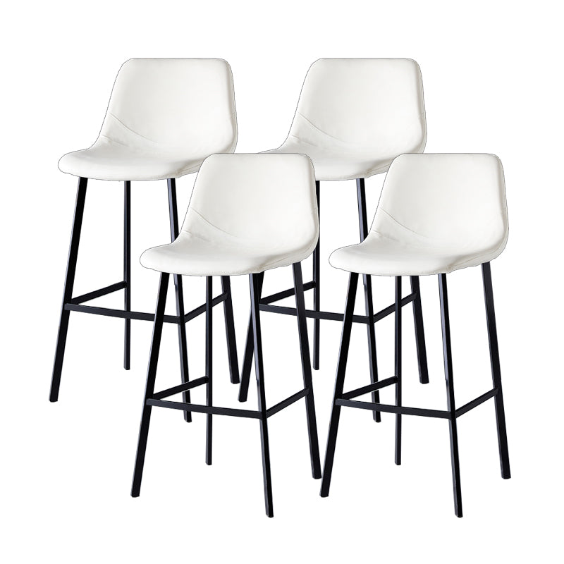 Contemporary Faux Leather Counter Stool Bucket Low Back Stool with Metal Legs