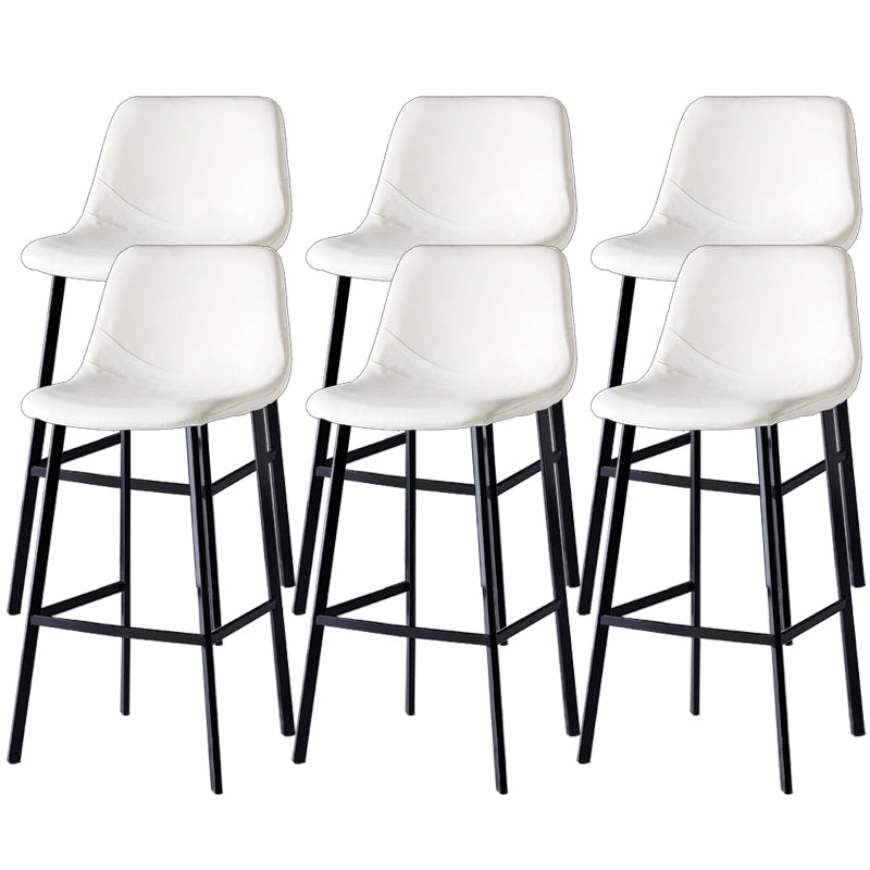 Contemporary Faux Leather Counter Stool Bucket Low Back Stool with Metal Legs