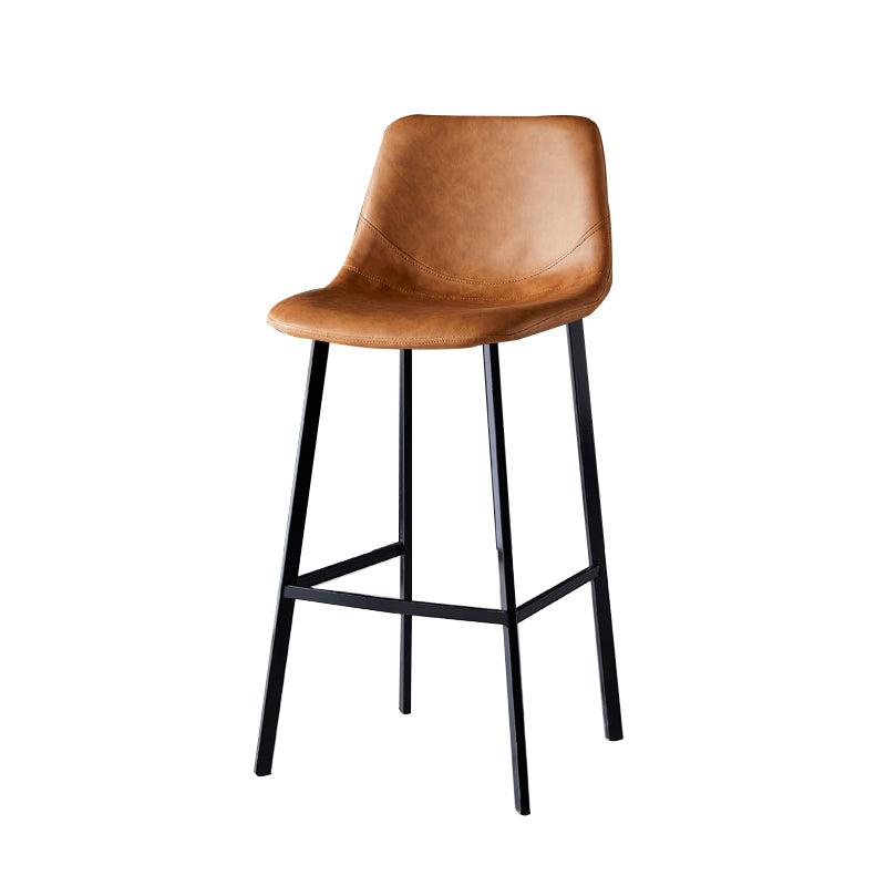 Contemporary Faux Leather Counter Stool Bucket Low Back Stool with Metal Legs